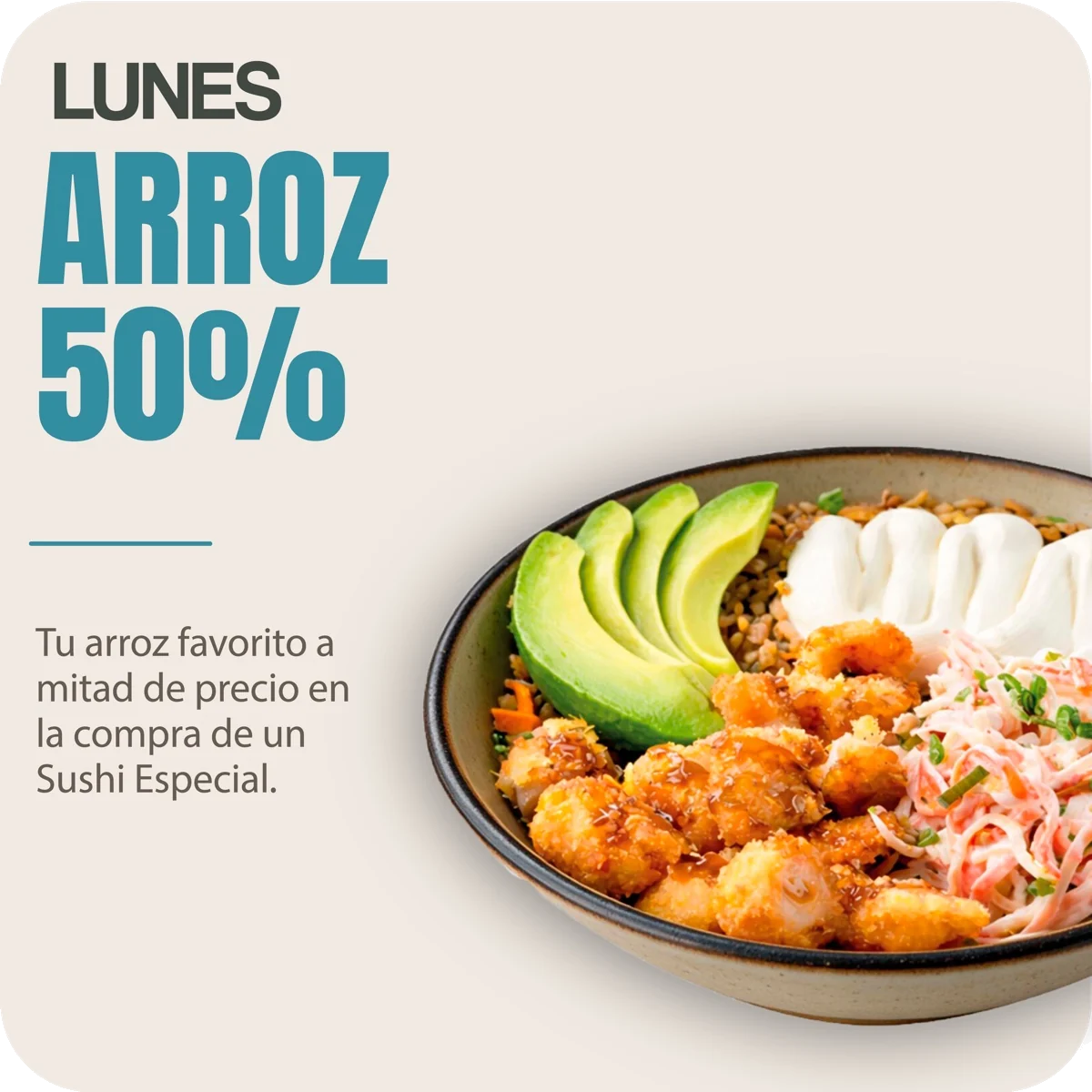 Lunes: arroz al 50%